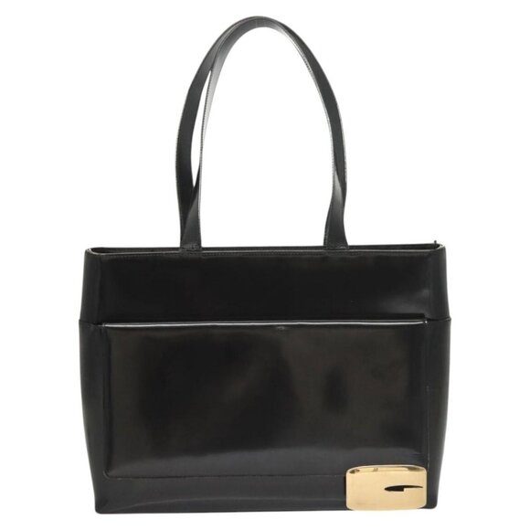 GUCCI Shoulder Bag Enamel Black Gold - Picture 2 of 16